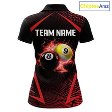 Load image into Gallery viewer, Custom 8 Ball &amp; 9 Ball Women Billiard Shirt Personalized Thunder Red Billiard Pool Team Shirt NYN3090