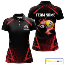 Load image into Gallery viewer, Custom 8 Ball &amp; 9 Ball Women Billiard Shirt Personalized Thunder Red Billiard Pool Team Shirt NYN3090