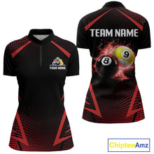 Load image into Gallery viewer, Custom 8 Ball &amp; 9 Ball Women Billiard Shirt Personalized Thunder Red Billiard Pool Team Shirt NYN3090