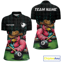 Load image into Gallery viewer, Funny Flamingo Play 8 Ball Pool Billiard Shirt For Women Custom Teal Splatter Billiard Pool Team Shirt NYN3093