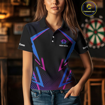 Women’s Custom Darts Team Shirt With Colorful Halftone Pattern Skull Dart Arrow NYN0313