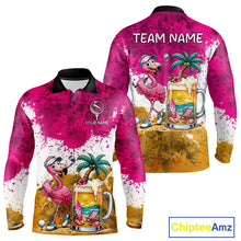 Load image into Gallery viewer, Yellow - Pink Grunge Mens Golf Polo Shirt Custom Flamingo Summer Tropical Golf Team Clothing NYN3263