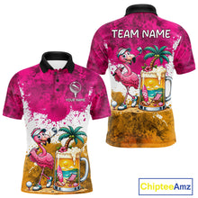 Load image into Gallery viewer, Yellow - Pink Grunge Mens Golf Polo Shirt Custom Flamingo Summer Tropical Golf Team Clothing NYN3263