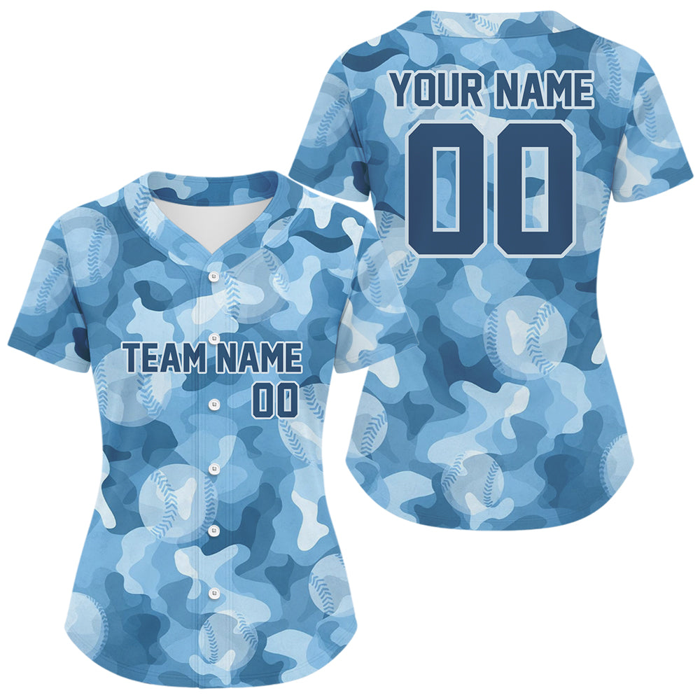 Custom Camouflage Baseball Jersey For Women Personalized Youth Baseball Jerseys | Blue NYN1139
