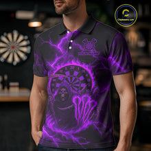 Load image into Gallery viewer, Custom Purple Flames Grim Reaper Lightning Dart Men Polo Jerseys Outfits Dart Gifts NYN1720