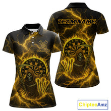 Load image into Gallery viewer, Custom Yellow Flames Grim Reaper Lightning Dart Women Polo Jerseys Outfits Dart Gifts NYN1721