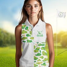 Load image into Gallery viewer, Personalized Womens Golf Sleeveless Polo Shirts Green Golf Courses Custom Name Golf Team Shirt Golf Gifts NYN2880