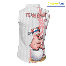 Load image into Gallery viewer, Funny Pig Sleeveless Polo Shirt Womens Golf Polo Shirts Custom Golfing Pig White Golf Pattern Shirts NYN2883