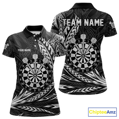 Personalized Black & Silver Tribal Darts Polo & Quarter-Zip Custom Dart Shirts For Women Dart Jerseys  NYN2886
