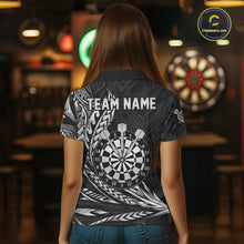 Load image into Gallery viewer, Personalized Black &amp; Silver Tribal Darts Polo &amp; Quarter-Zip Custom Dart Shirts For Women Dart Jerseys  NYN2886