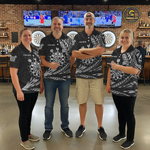 Load image into Gallery viewer, Personalized Black &amp; Silver Tribal Darts Polo &amp; Quarter-Zip Custom Dart Shirts For Women Dart Jerseys  NYN2886