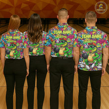 Load image into Gallery viewer, Funny Cool Crocodile Mens Bowling Shirts Custom Green Graffiti Team Bowling Jersey For Bowlers NYN3271