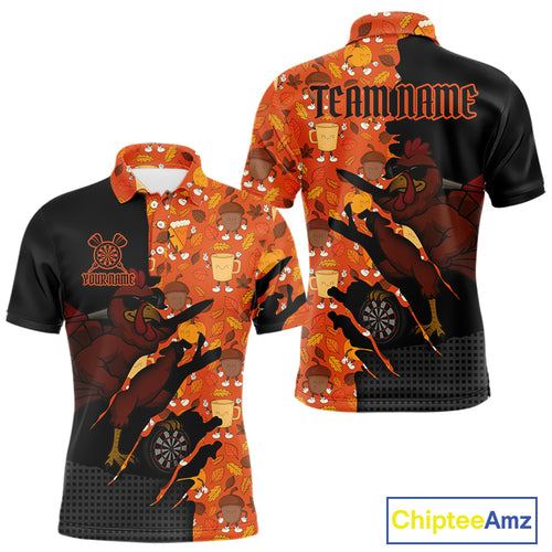 Custom Turkey Dartboard Funny Dart Polo Shirt For Men Autumn Thanksgiving Dart Jersey NYN1460