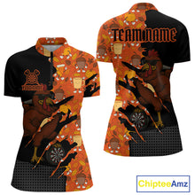 Load image into Gallery viewer, Custom Turkey Dartboard Funny Dart 1/4-Zip Shirt For Men Autumn Thanksgiving Dart Jersey NYN1460