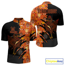 Load image into Gallery viewer, Custom Turkey Dartboard Funny Dart 1/4-Zip  Shirt For Men Autumn Thanksgiving Dart Jersey NYN1460