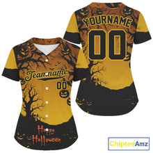 Load image into Gallery viewer, Custom Yellow Creepy Baseball Halloween Shirt For Women Happy Halloween Baseball Jerseys NYN1472