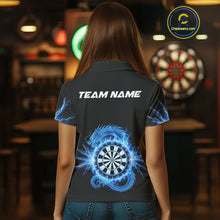 Load image into Gallery viewer, Custom Dragon Lighting Blue Dartboard Dart Polo Jerseys For Women Dart Team Shirt NYN1723