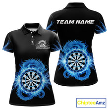 Load image into Gallery viewer, Custom Dragon Lighting Blue Dartboard Dart Polo Jerseys For Women Dart Team Shirt NYN1723