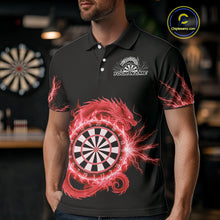Load image into Gallery viewer, Custom Dragon Lighting Red Dartboard Dart Polo Jerseys For Men Dart Team Shirt NYN1724