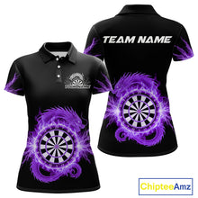 Load image into Gallery viewer, Custom Dragon Lighting Purple Dartboard Dart Polo Jerseys For Women Dart Team Shirt NYN1725