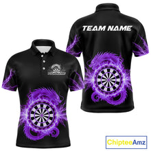 Load image into Gallery viewer, Custom Dragon Lighting Purple Dartboard Dart Polo Jerseys For Men Dart Team Shirt NYN1725