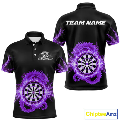 Custom Dragon Lighting Purple Dartboard Dart Polo Jerseys For Men Dart Team Shirt NYN1725