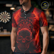 Load image into Gallery viewer, Custom Red Skull Lightning Dartboard Dart Polo Jerseys For Men Outfits Dart Shirts NYN1727