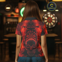 Load image into Gallery viewer, Custom Red Skull Lightning Dartboard Dart Polo Jerseys For Women Outfits Dart Shirts NYN1727
