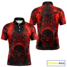 Load image into Gallery viewer, Custom Red Skull Lightning Dartboard Dart Polo Jerseys For Men Outfits Dart Shirts NYN1727