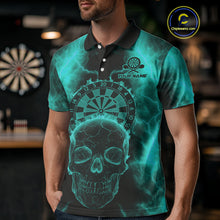 Load image into Gallery viewer, Custom Turquoise Skull Lightning Dartboard Dart Polo Jerseys For Men Outfits Dart Shirts NYN1729