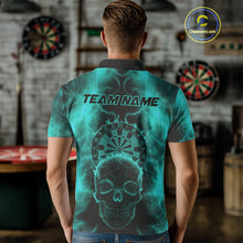 Load image into Gallery viewer, Custom Turquoise Skull Lightning Dartboard Dart Polo Jerseys For Men Outfits Dart Shirts NYN1729