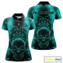 Load image into Gallery viewer, Custom Turquoise Skull Lightning Dartboard Dart Polo Jerseys For Women Outfits Dart Shirts NYN1729