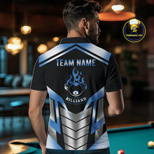 Load image into Gallery viewer, Custom Flame 8 Ball Pool Men Billiard Ball Shirts Gradient Blue &amp; Silver Billiard Pool Jerseys NYN2895