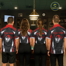 Load image into Gallery viewer, Personalized 8 Ball Pool Men Billiard Shirts Gradient Red &amp; Silver Tribal Billiard Pool Apparel NYN2896
