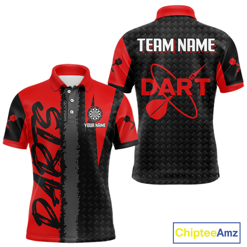 Men's Custom Dart Shirt - Maroon & Black Pattern With Bold Darts | Personalized Name NYN0326