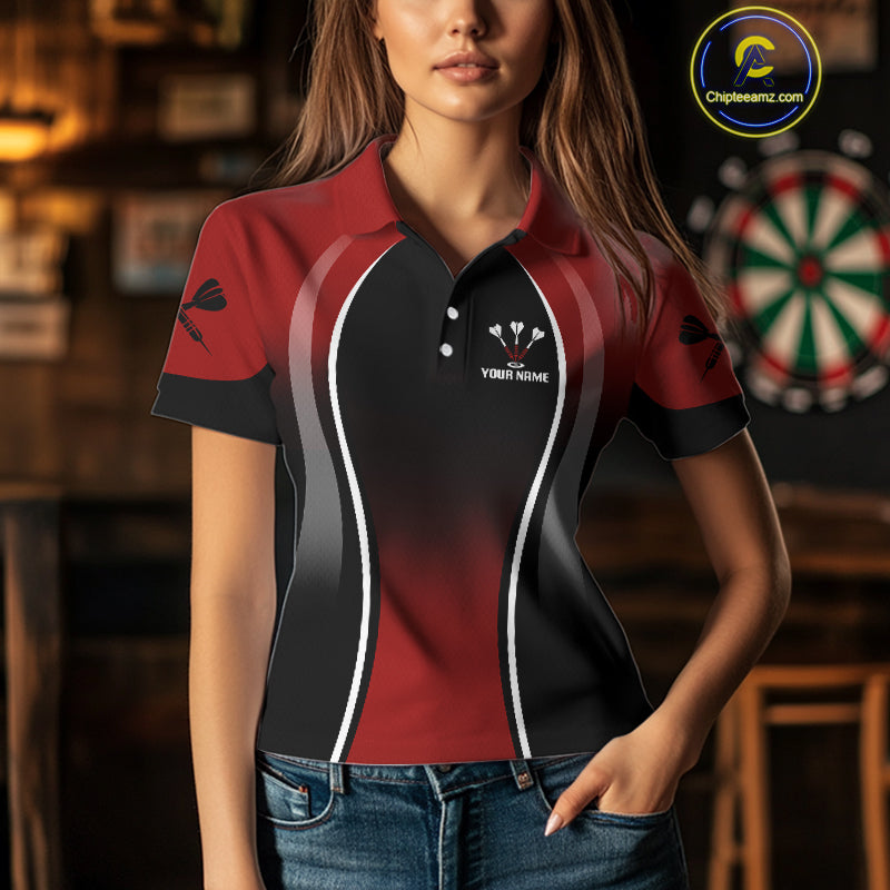 Women’s Custom Darts Shirt - Crimson Bull And Standard Dart Board | Personalized Name NYN0329