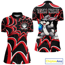 Load image into Gallery viewer, Funny Rabbit women's bowling quarter zip shirt, custom bowling team uniform, league bowling jersey