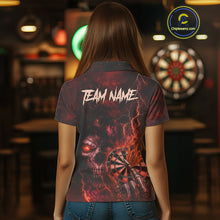 Load image into Gallery viewer, Custom Lightning Red Grim Reaper Flaming Dart Polo Shirt For Women Dart Tournament Jersey NYN1480