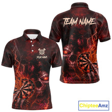 Load image into Gallery viewer, Custom Lightning Red Grim Reaper Flaming Dart Polo Shirt For Men Dart Tournament Jersey NYN1480