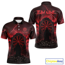 Load image into Gallery viewer, Custom Multi-Skull Lightning Red Dartboard Dart Men Polo Jerseys Grim Reaper Dart Shirts NYN1736