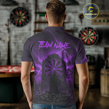 Load image into Gallery viewer, Custom Multi-Skull Lightning Purple Dartboard Dart Men Polo Jerseys Grim Reaper Dart Shirts NYN1737