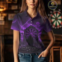 Load image into Gallery viewer, Custom Multi-Skull Lightning Purple Dartboard Dart Women Polo Jerseys Grim Reaper Dart Shirts NYN1737