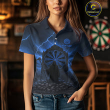 Load image into Gallery viewer, Custom Multi-Skull Lightning Blue Dartboard Dart Women Polo Jerseys Grim Reaper Dart Shirts NYN1738