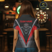 Load image into Gallery viewer, Custom Multi-Skull Lightning Blue Dartboard Dart Women Polo Jerseys Grim Reaper Dart Shirts NYN1739