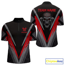 Load image into Gallery viewer, Custom Multi-Skull Lightning Blue Dartboard Dart Men Quarter-Zip Jerseys Grim Reaper Dart Shirts NYN1739