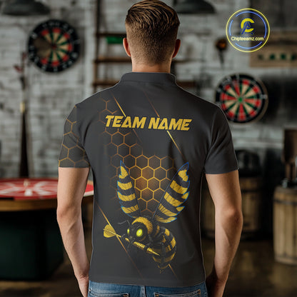 Custom Black & Yellow Funny Bee Gold Dart Arrow Dart Men Polo Jerseys Outfits Dart Shirts NYN1735