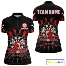 Load image into Gallery viewer, Custom Black And Red Geometry Funny Bull Dart Arrow Quarter-Zip Dart Shirt For Women Dart Jerseys NYN2008
