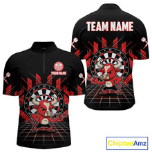 Load image into Gallery viewer, Custom Black And Red Geometry Funny Bull Dart Arrow Quarter-Zip  Dart Shirt For Men Dart Jerseys NYN2008