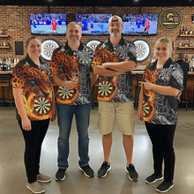 Load image into Gallery viewer, Orange Leopard Flame Dartboard Custom Men Darts Quarter-Zip League Shirts Grunge Dart Jerseys NYN2241