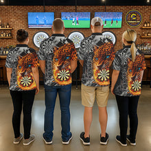 Load image into Gallery viewer, Orange Leopard Flame Dartboard Custom Men Darts Quarter-Zip League Shirts Grunge Dart Jerseys NYN2241